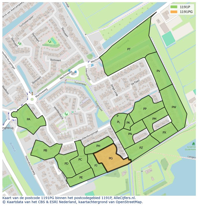 Afbeelding van het postcodegebied 1191 PG op de kaart.