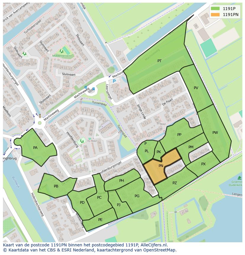 Afbeelding van het postcodegebied 1191 PN op de kaart.