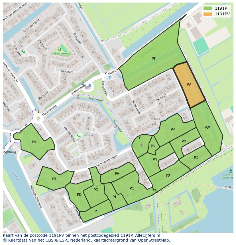 Afbeelding van het postcodegebied 1191 PV op de kaart.