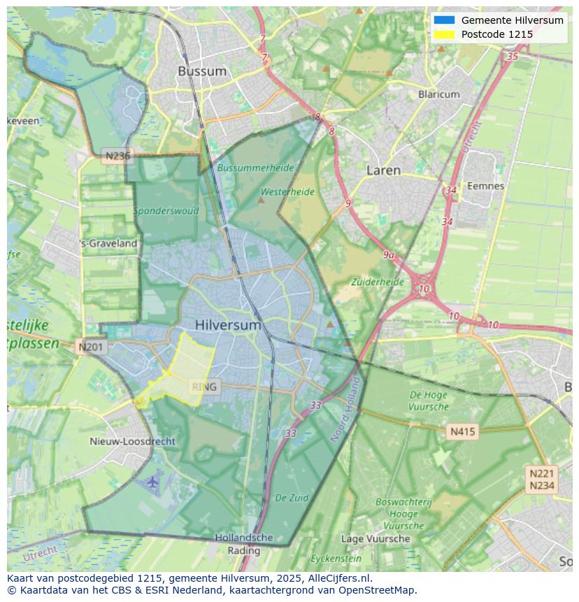 Afbeelding van het postcodegebied 1215 op de kaart.