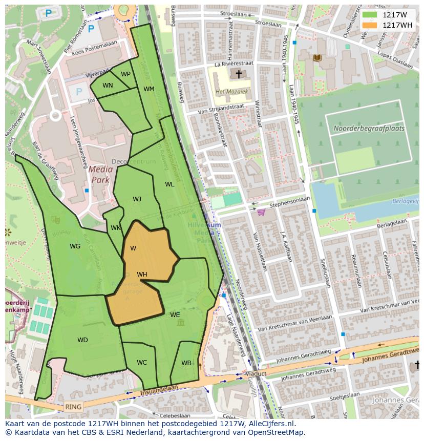 Afbeelding van het postcodegebied 1217 WH op de kaart.