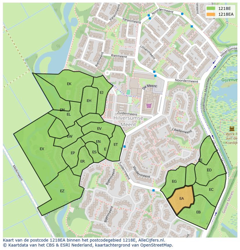 Afbeelding van het postcodegebied 1218 EA op de kaart.