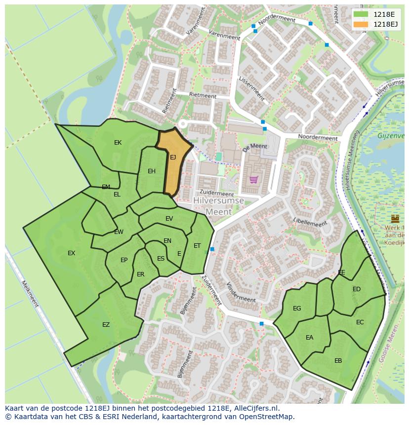 Afbeelding van het postcodegebied 1218 EJ op de kaart.