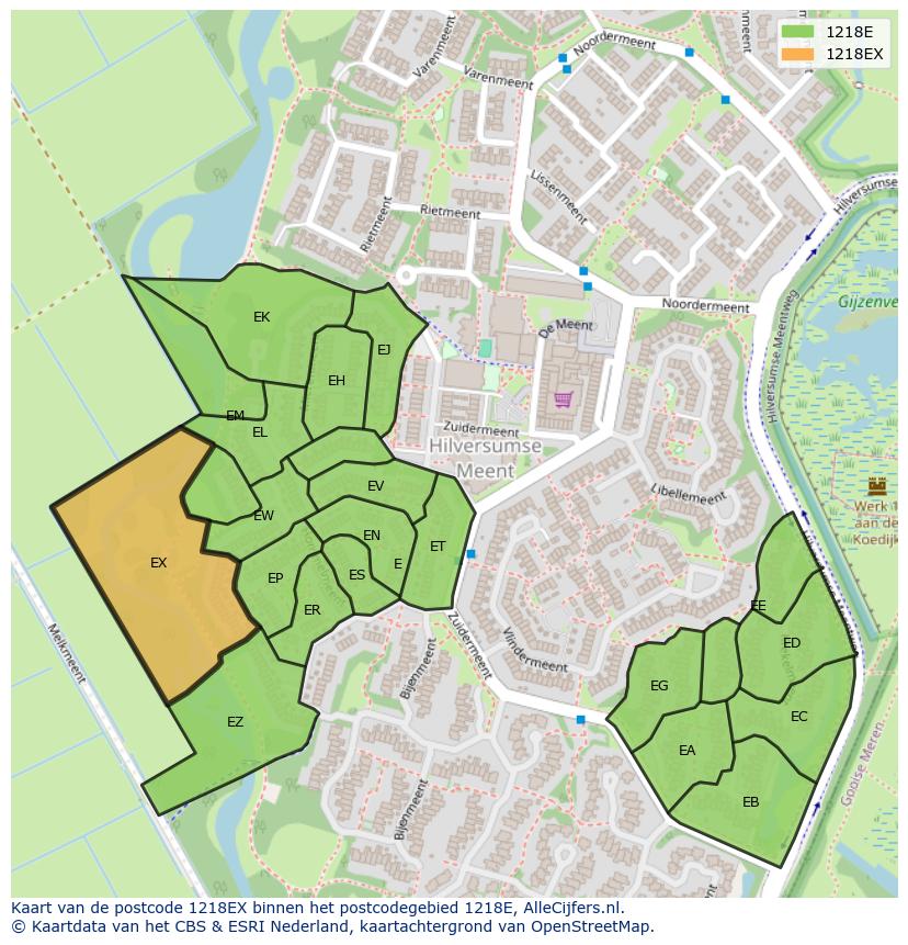 Afbeelding van het postcodegebied 1218 EX op de kaart.