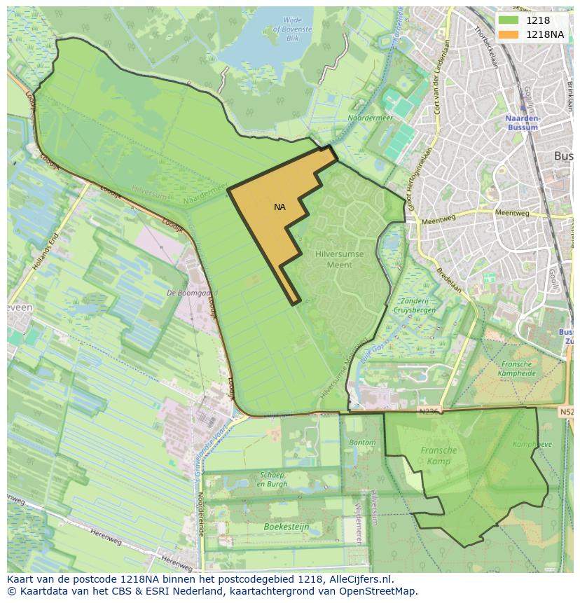Afbeelding van het postcodegebied 1218 NA op de kaart.