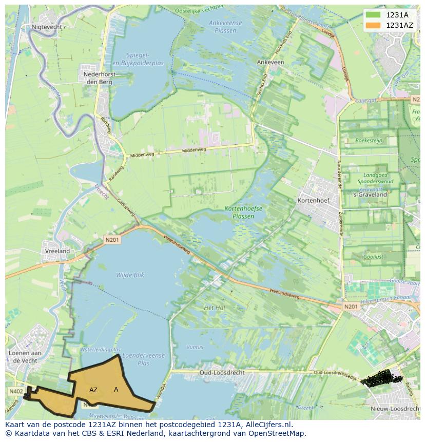 Afbeelding van het postcodegebied 1231 AZ op de kaart.