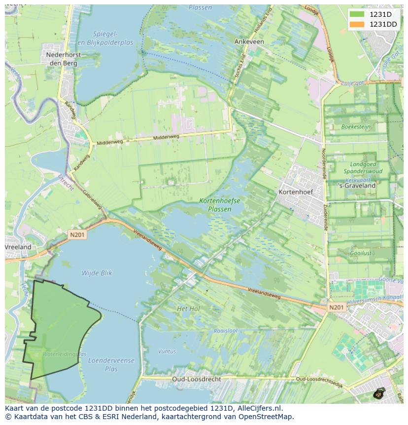 Afbeelding van het postcodegebied 1231 DD op de kaart.