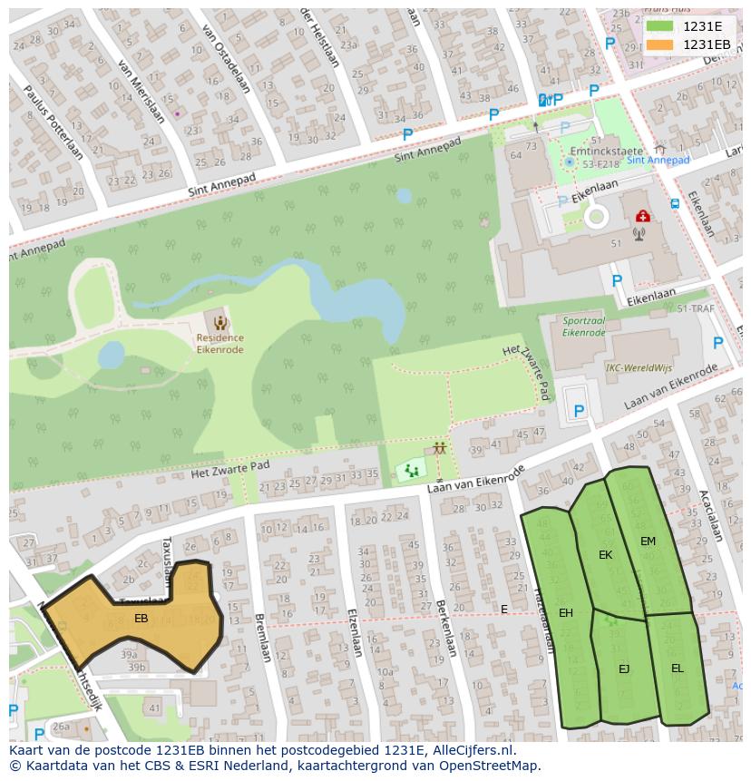 Afbeelding van het postcodegebied 1231 EB op de kaart.