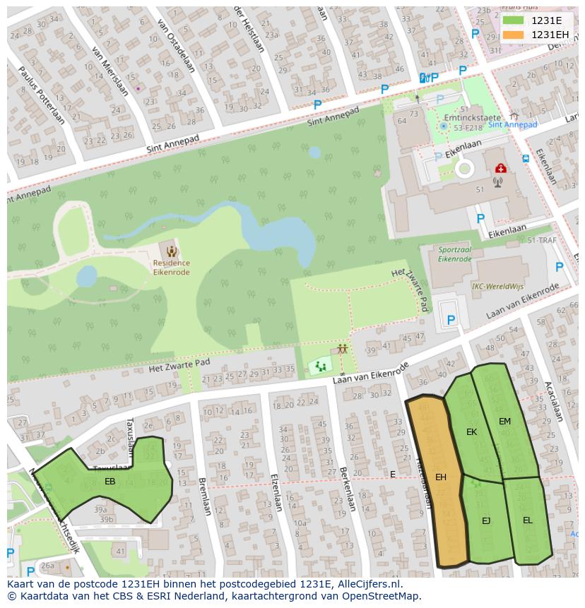Afbeelding van het postcodegebied 1231 EH op de kaart.