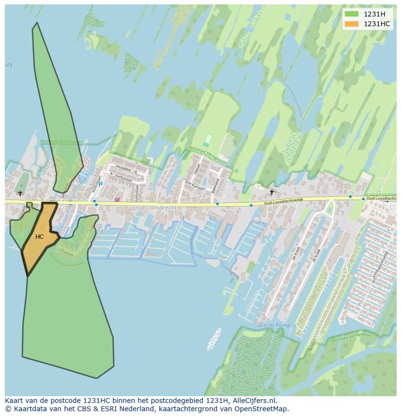 Afbeelding van het postcodegebied 1231 HC op de kaart.