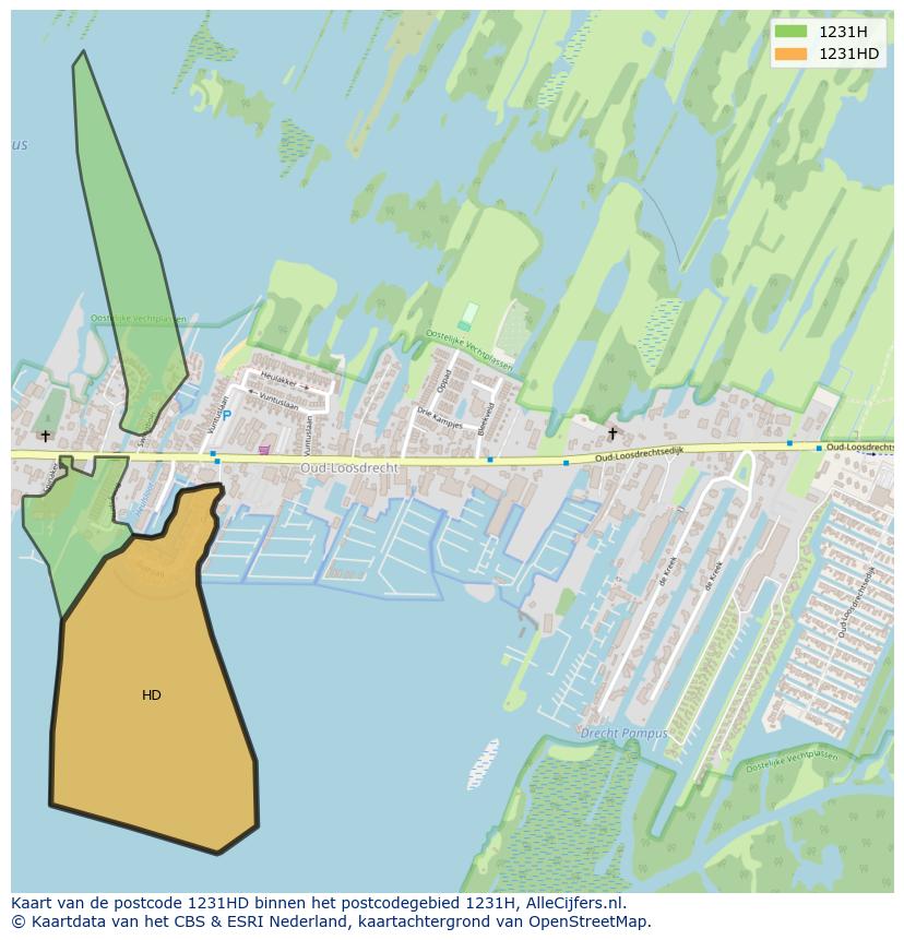 Afbeelding van het postcodegebied 1231 HD op de kaart.