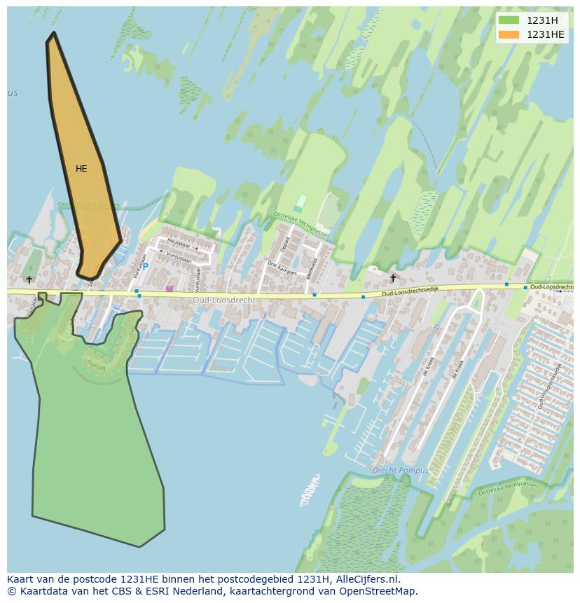 Afbeelding van het postcodegebied 1231 HE op de kaart.