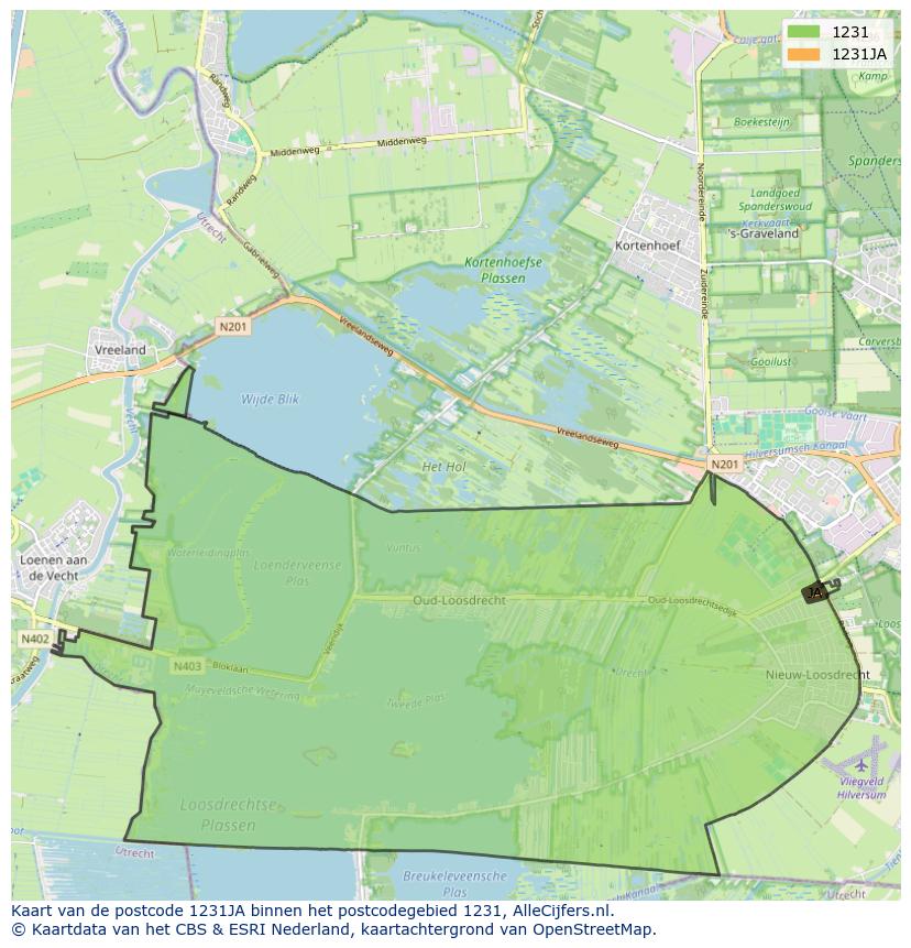 Afbeelding van het postcodegebied 1231 JA op de kaart.