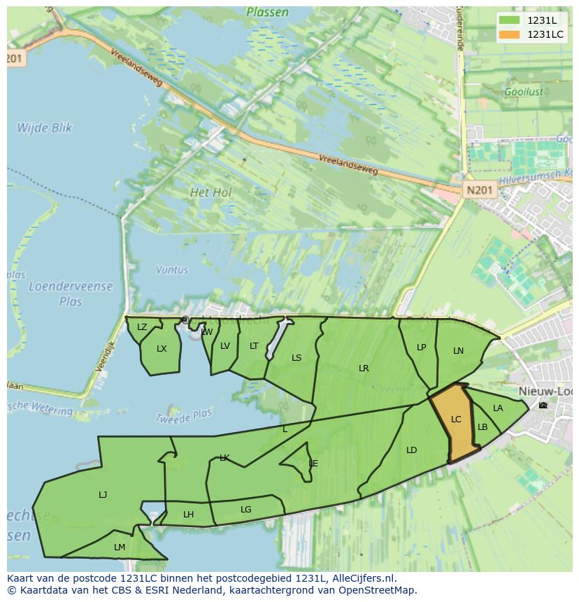 Afbeelding van het postcodegebied 1231 LC op de kaart.