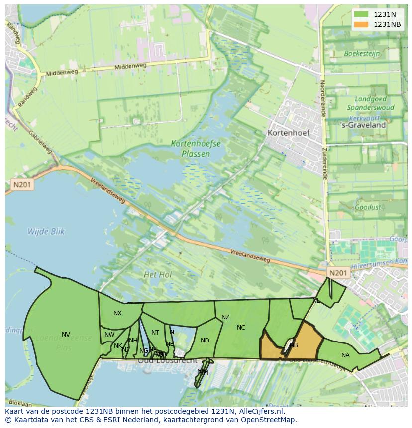 Afbeelding van het postcodegebied 1231 NB op de kaart.