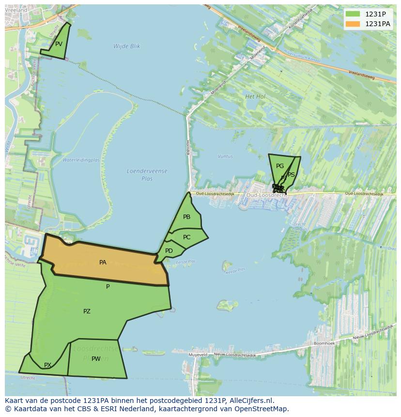 Afbeelding van het postcodegebied 1231 PA op de kaart.