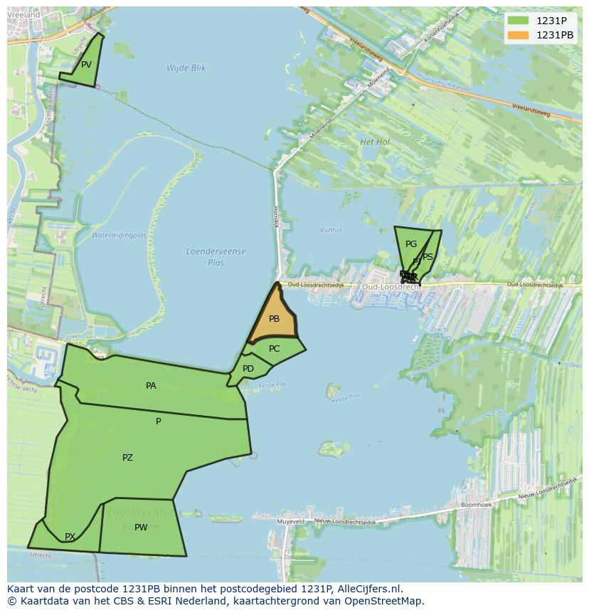 Afbeelding van het postcodegebied 1231 PB op de kaart.