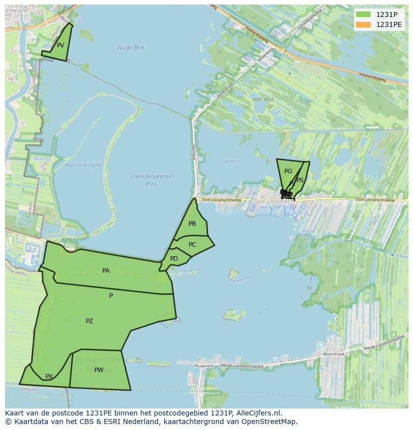 Afbeelding van het postcodegebied 1231 PE op de kaart.