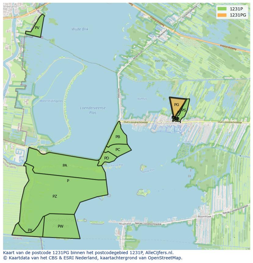 Afbeelding van het postcodegebied 1231 PG op de kaart.