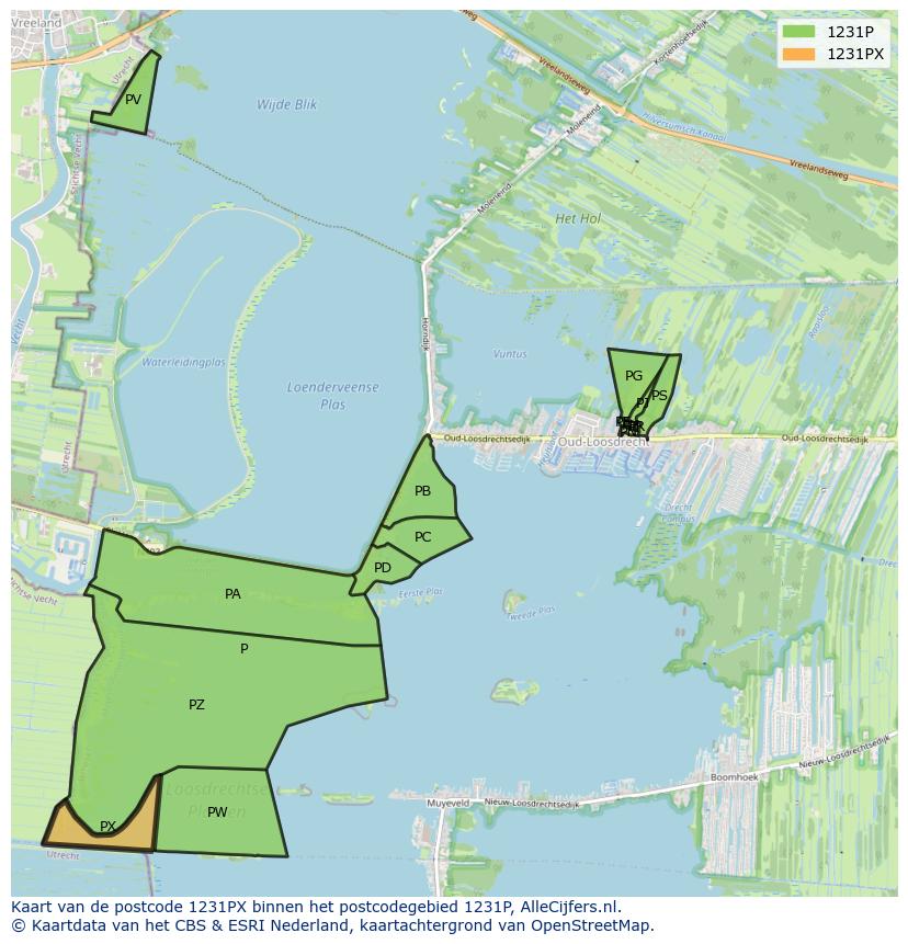 Afbeelding van het postcodegebied 1231 PX op de kaart.