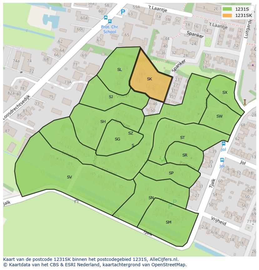 Afbeelding van het postcodegebied 1231 SK op de kaart.