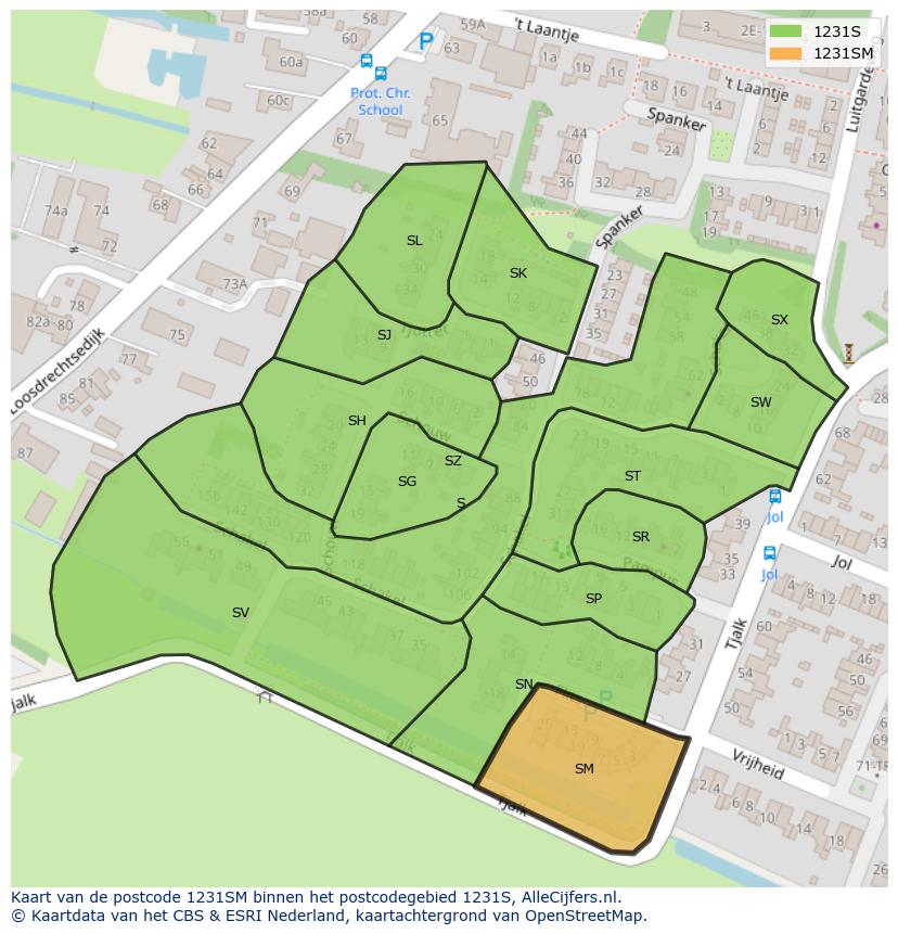 Afbeelding van het postcodegebied 1231 SM op de kaart.