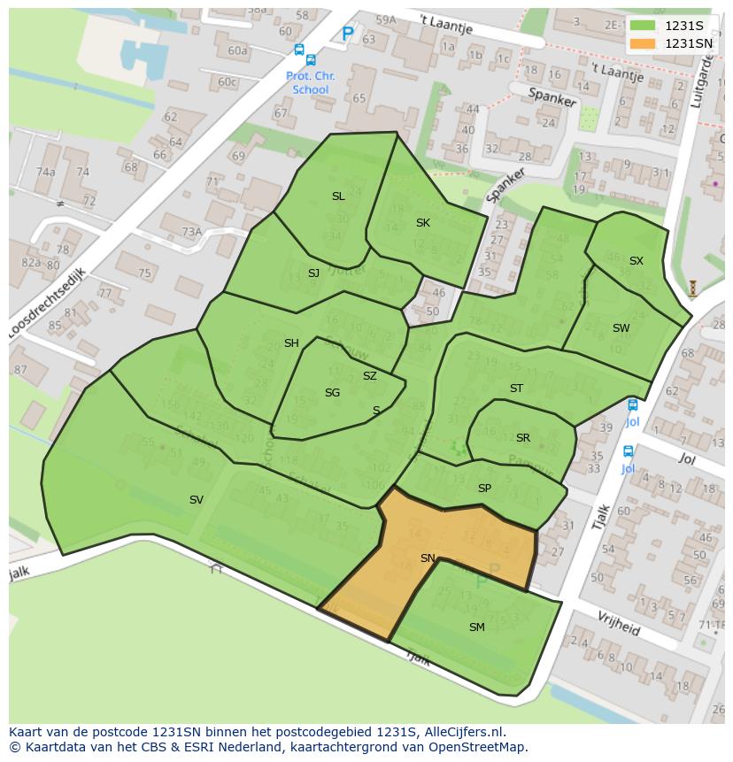 Afbeelding van het postcodegebied 1231 SN op de kaart.