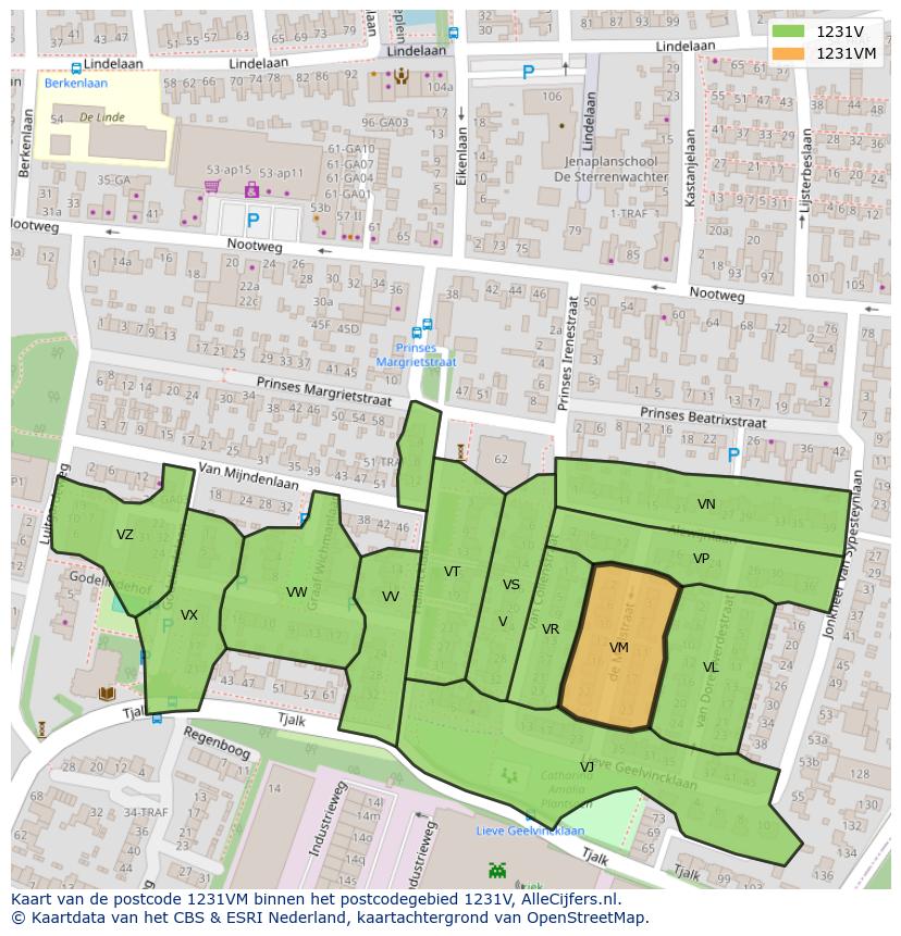 Afbeelding van het postcodegebied 1231 VM op de kaart.