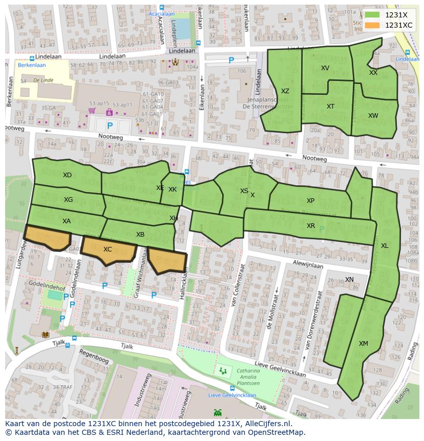 Afbeelding van het postcodegebied 1231 XC op de kaart.