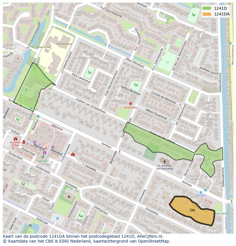 Afbeelding van het postcodegebied 1241 DA op de kaart.
