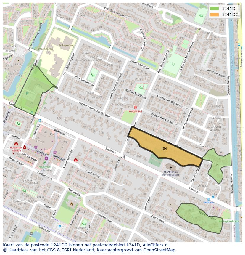 Afbeelding van het postcodegebied 1241 DG op de kaart.