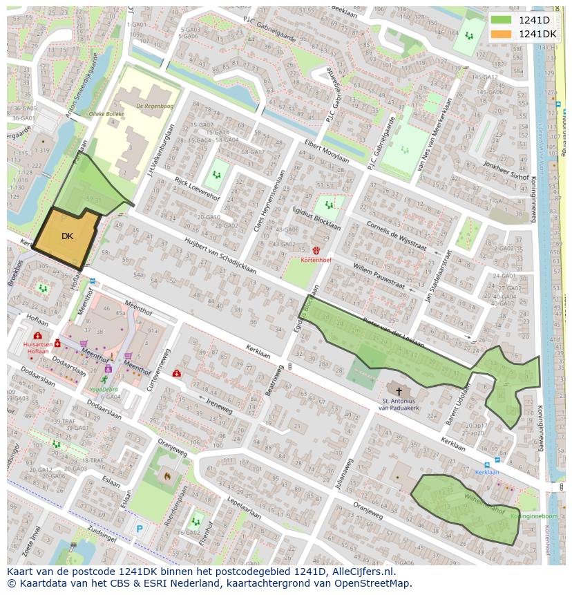 Afbeelding van het postcodegebied 1241 DK op de kaart.