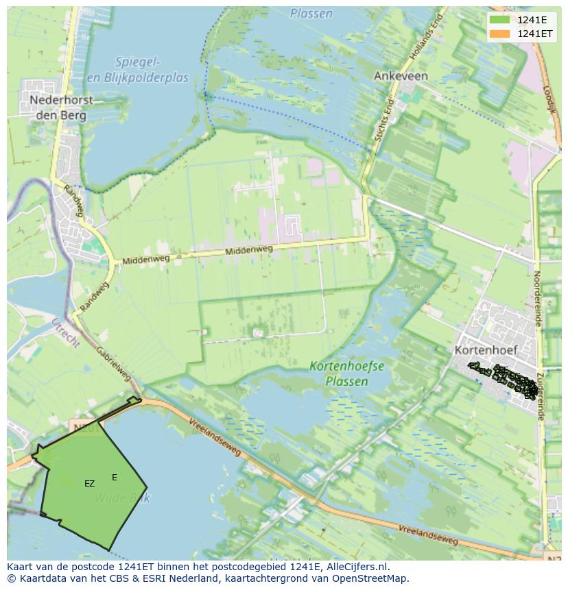 Afbeelding van het postcodegebied 1241 ET op de kaart.