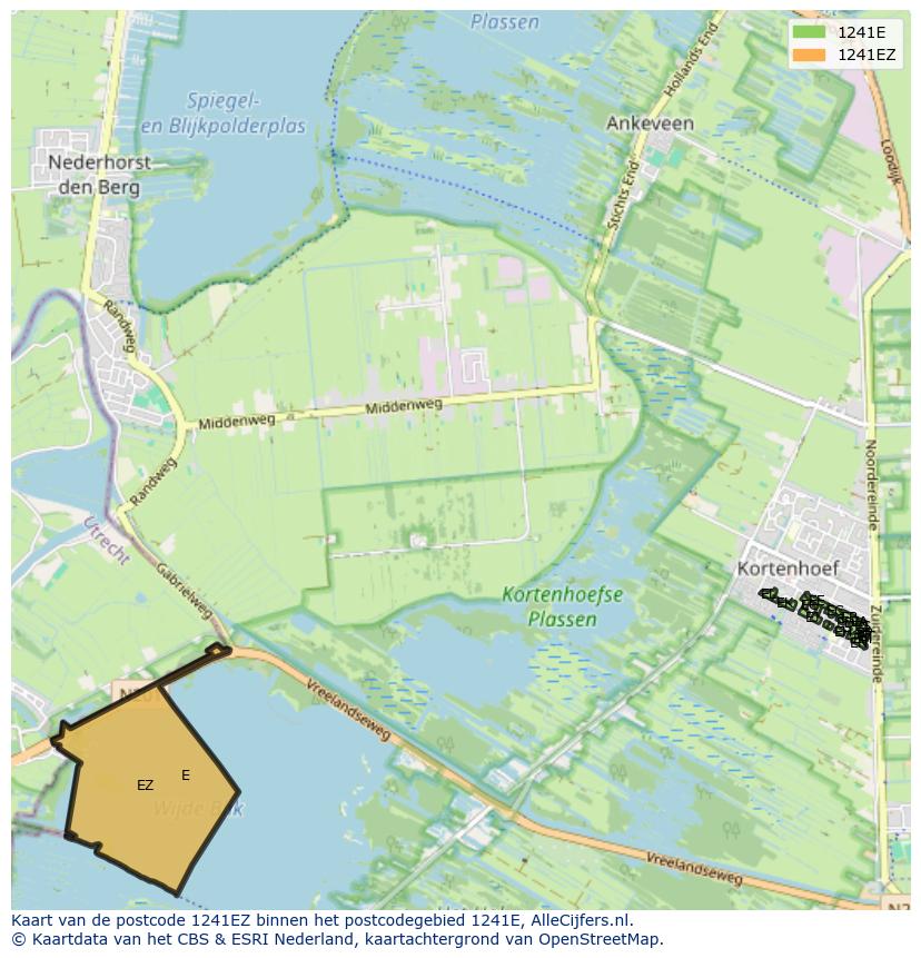 Afbeelding van het postcodegebied 1241 EZ op de kaart.