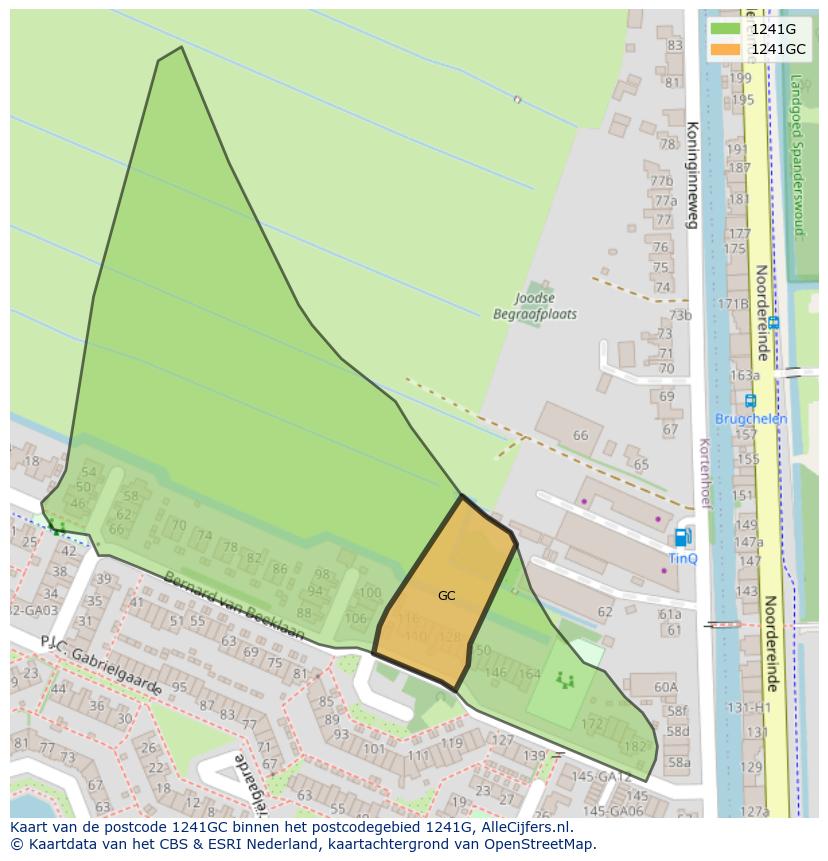 Afbeelding van het postcodegebied 1241 GC op de kaart.