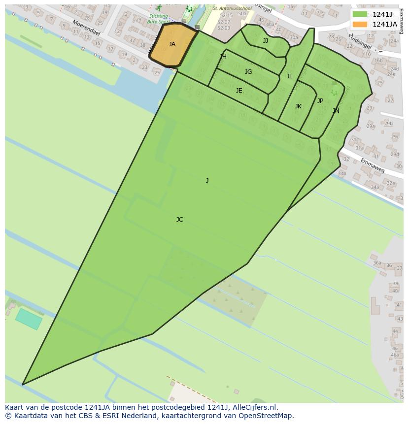 Afbeelding van het postcodegebied 1241 JA op de kaart.