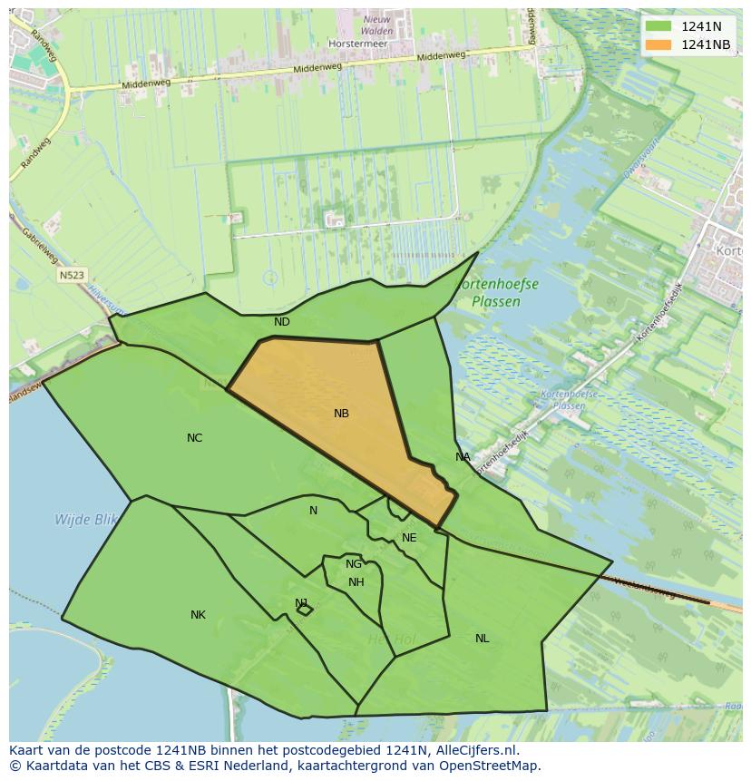 Afbeelding van het postcodegebied 1241 NB op de kaart.