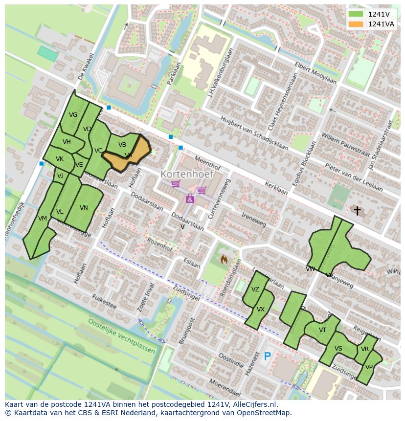 Afbeelding van het postcodegebied 1241 VA op de kaart.