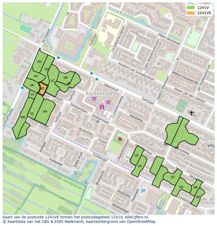 Afbeelding van het postcodegebied 1241 VE op de kaart.