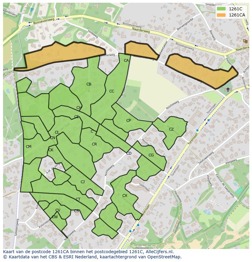 Afbeelding van het postcodegebied 1261 CA op de kaart.