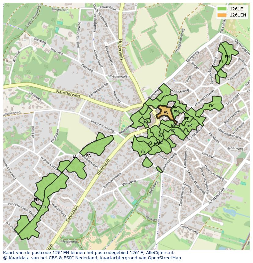 Afbeelding van het postcodegebied 1261 EN op de kaart.