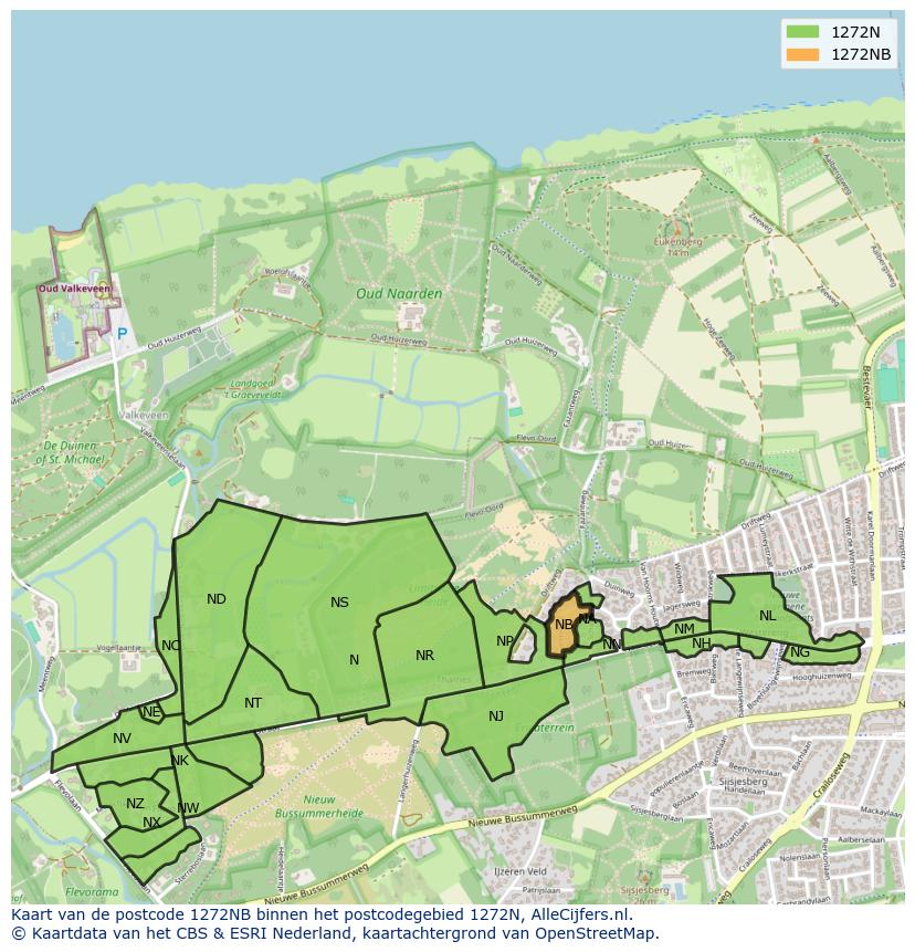 Afbeelding van het postcodegebied 1272 NB op de kaart.