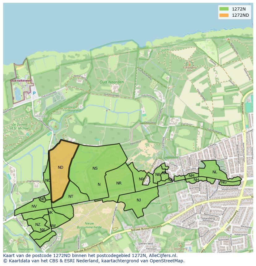 Afbeelding van het postcodegebied 1272 ND op de kaart.