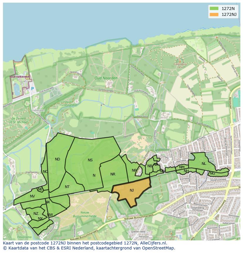 Afbeelding van het postcodegebied 1272 NJ op de kaart.