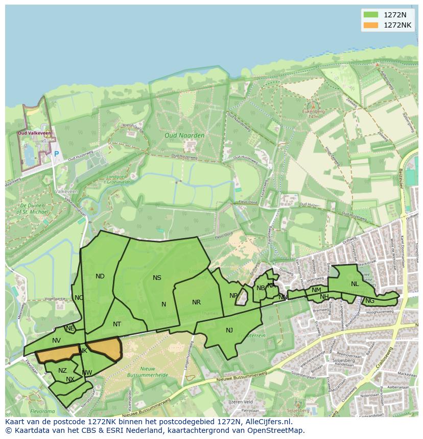 Afbeelding van het postcodegebied 1272 NK op de kaart.