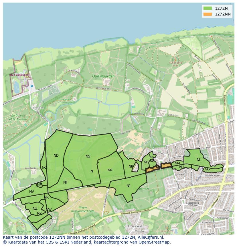 Afbeelding van het postcodegebied 1272 NN op de kaart.