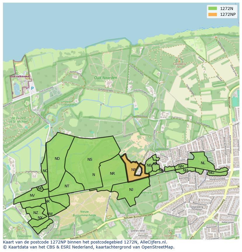 Afbeelding van het postcodegebied 1272 NP op de kaart.