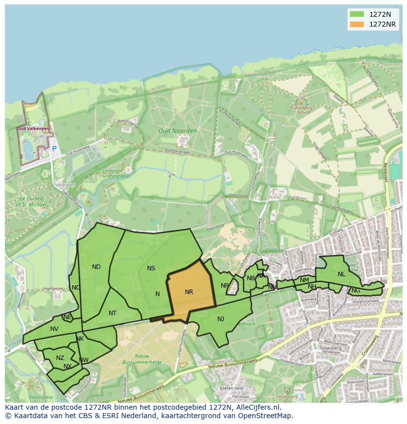 Afbeelding van het postcodegebied 1272 NR op de kaart.