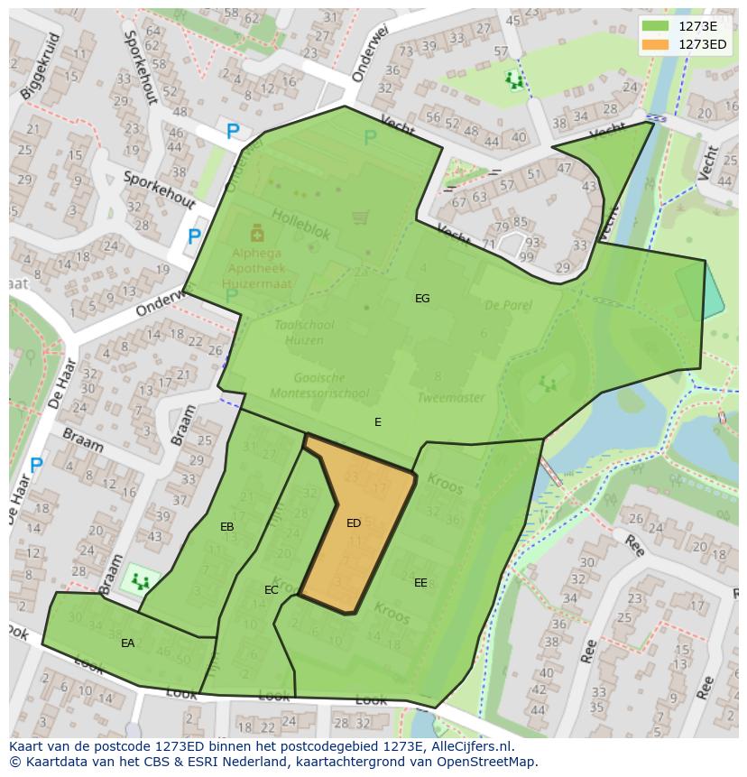 Afbeelding van het postcodegebied 1273 ED op de kaart.