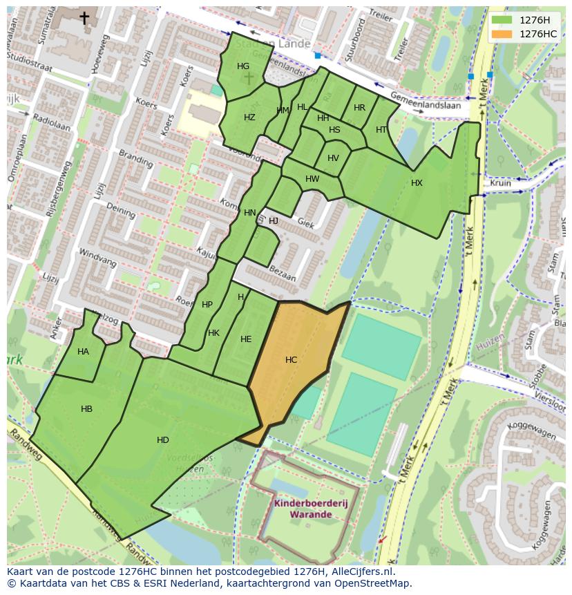 Afbeelding van het postcodegebied 1276 HC op de kaart.